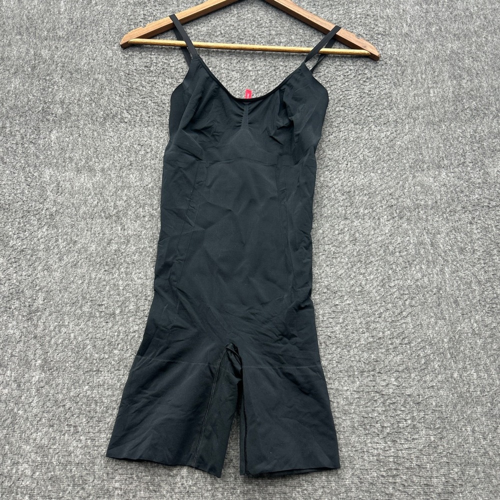 Spanx OnCore Mid-Thigh Bodysuit Black Sculpting Shapewear Medium